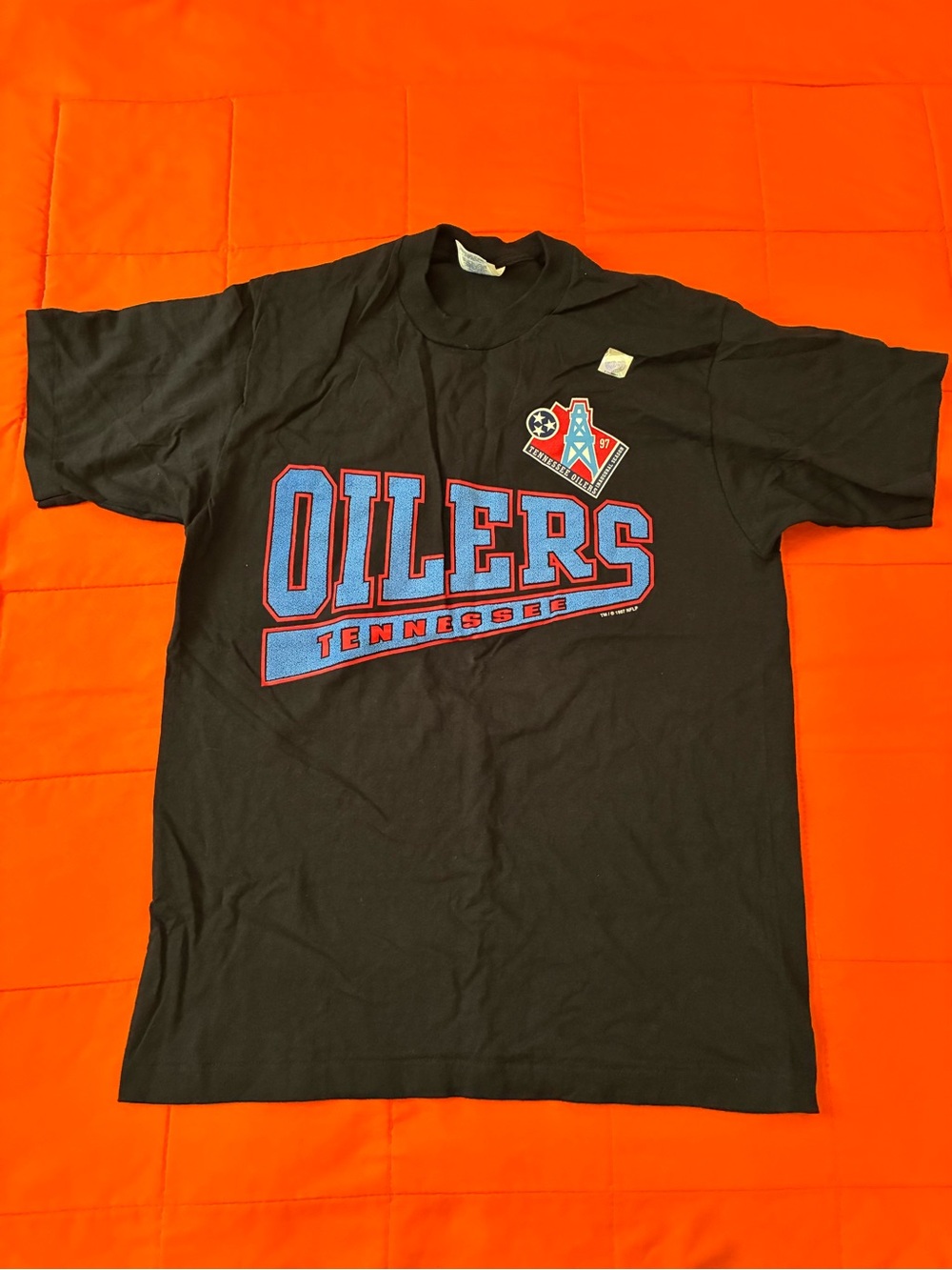 Vintage Oilers T Shirt Mes Large Pro Player 1997 Black Made In USA!